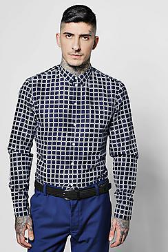 Boohoo Aztec Chain Print Long Sleeve Shirt