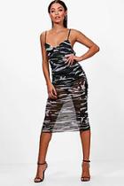 Boohoo Elizabeth Camo Mesh Midi Dress