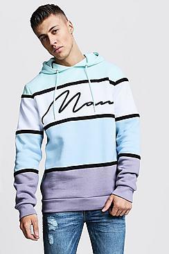 Boohoo Colour Block Man Signature Tape Hoodie