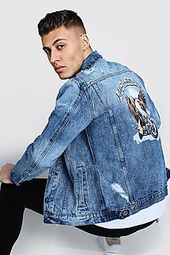 Boohoo Denim Jacket With Back Print