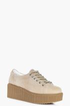 Boohoo Robyn Lace Up Platform Trainer Stone