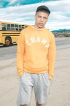 Boohoo Champ Print Sweatshirt Orange