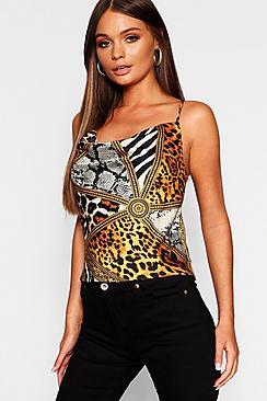 Boohoo Chain Scarf Animal Cowl Cami