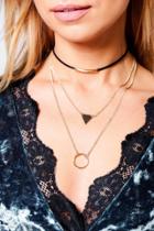 Boohoo Hope Geo Layered Necklace And Choker Set Gold