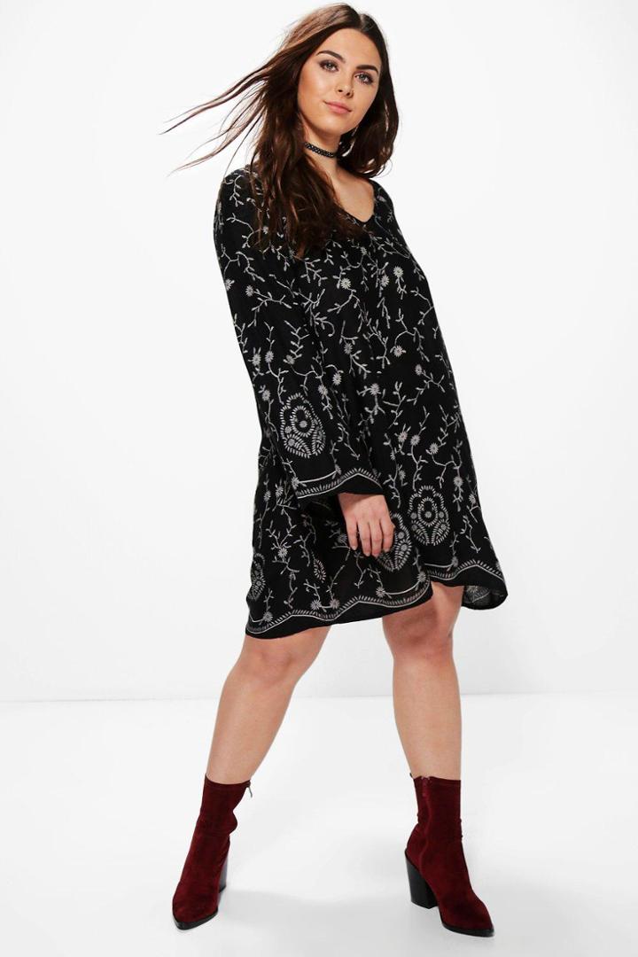 Boohoo Plus Jessica Printed Shift Dress Multi