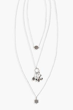 Boohoo Megan Layered Diamante Charm Necklace