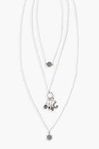 Boohoo Megan Layered Diamante Charm Necklace
