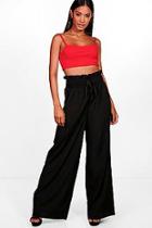 Boohoo Mia Sheared Waist Woven Wide Leg Trousers