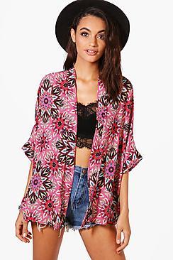 Boohoo Jessica Paisley Print Chiffon Kimono