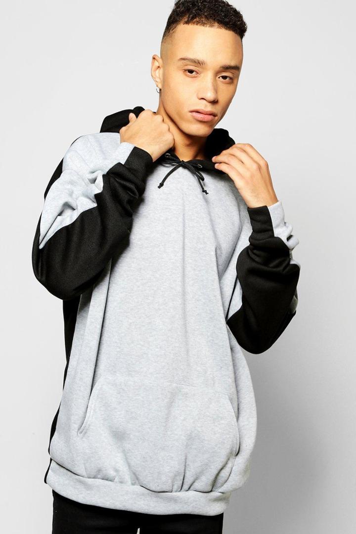 Boohoo Half And Half Over The Head Hoodie Grey