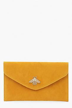 Boohoo Metal Bug Envelop Clutch & Chain
