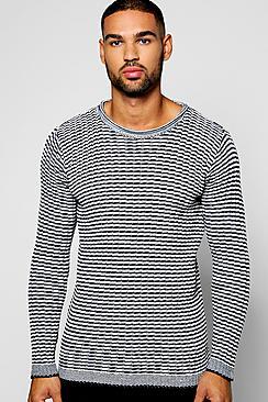 Boohoo Muscle Fit Mixed Yarn Ribbed Jumper