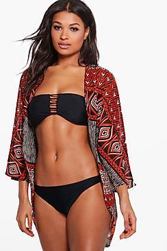 Boohoo Anya Burnt Aztec Beach Kimono