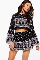 Boohoo Petite Marie Feather Short Co-ord Short