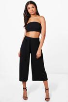 Boohoo Sofie Tie Waist Culotte & Bandaeu Co-ord Black