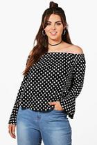 Boohoo Plus Jennie Spotty Bardot Top
