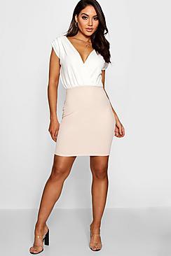 Boohoo Contrast Colour Wrap Dress