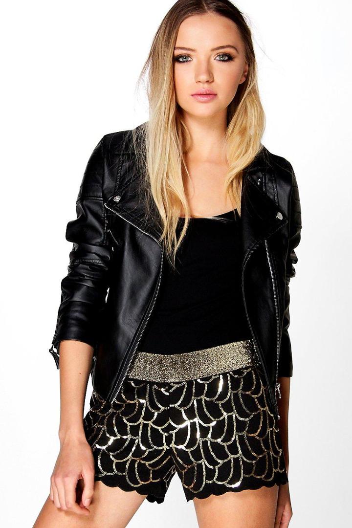 Boohoo Emma Embellished Shorts Black