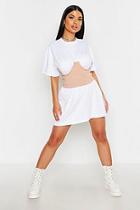 Boohoo Petite Waist Corset Oversized T-shirt Dress