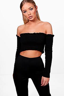 Boohoo Frill Hem Cropped Jumper