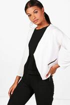 Boohoo Rhyla Textured Zip Detail Blazer