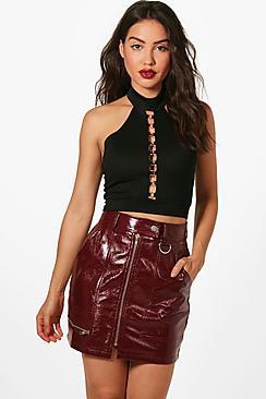 Boohoo Loren Vinyl Zip Detail Mini Skirt