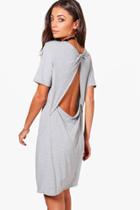 Boohoo Tall Aubrey Twist Open Back Beach Dress Grey