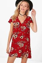 Boohoo Cara V Neck Floral Shift Dress