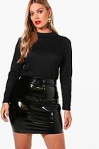 Boohoo Plus Violet Ribbed High Neck Top
