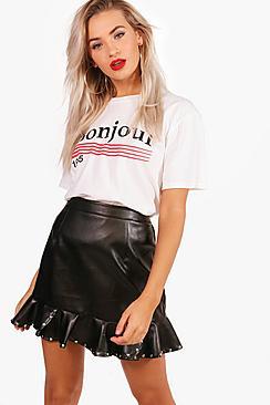 Boohoo Grace Bonjour 1995 Slogan Oversized Tee