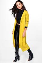 Boohoo Charlotte Collarless Duster Chartreuse
