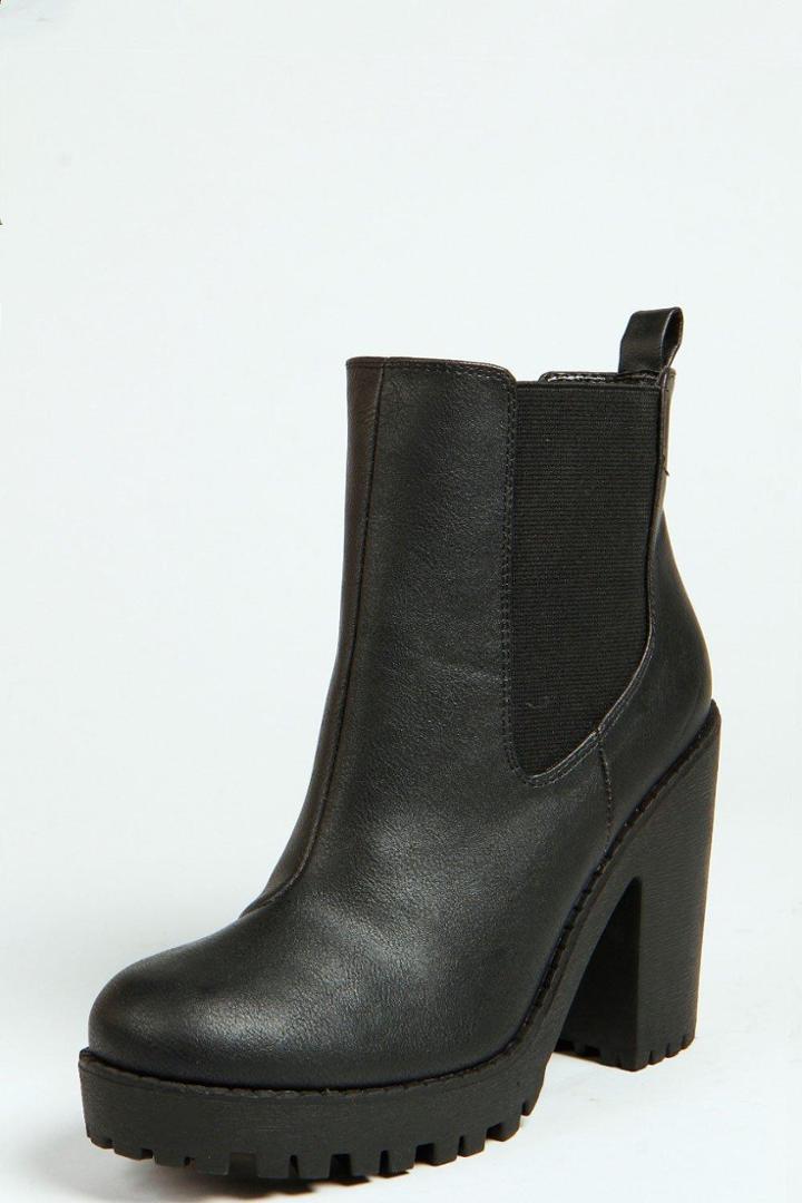 Boohoo Izzy Elastic Insert Pull On Boot Black