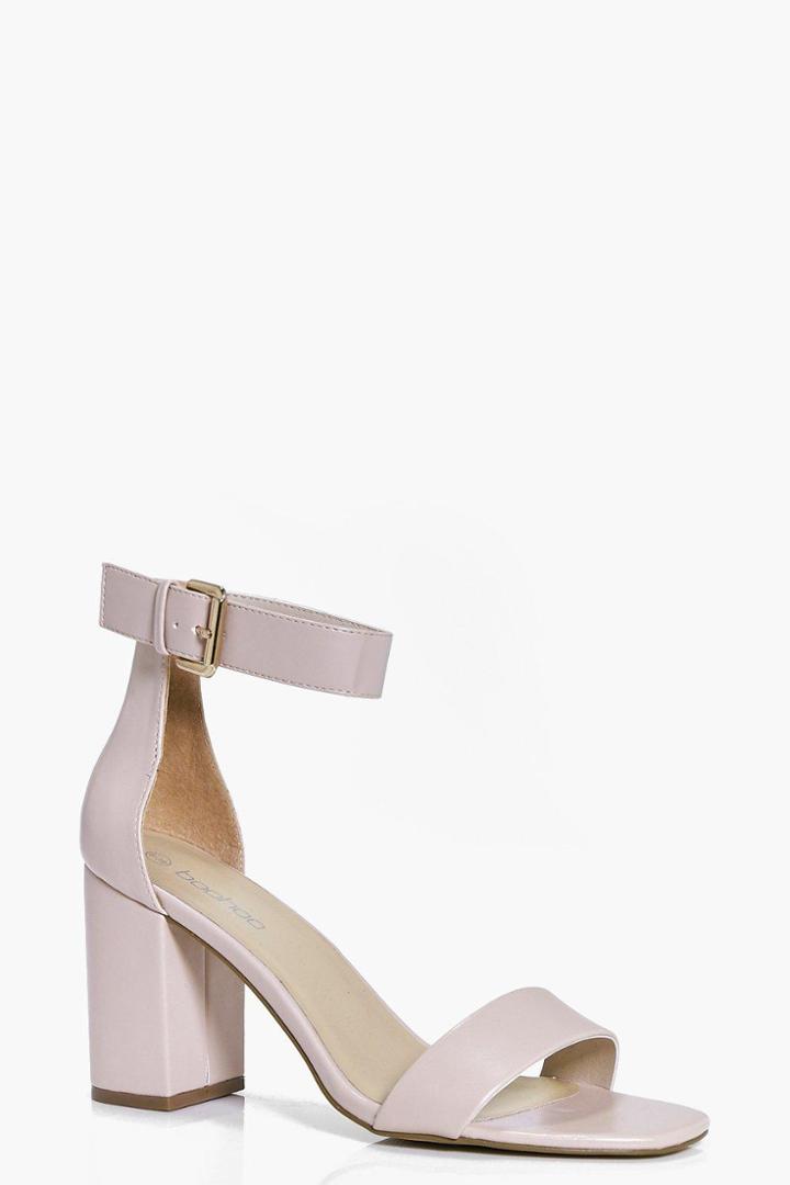 Boohoo Frances Two Part Block Heels Nude