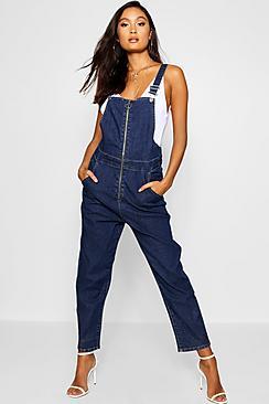 Boohoo O Ring Zip Denim Dungaree