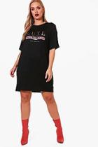 Boohoo Plus Taylor 'luxe' Printed T-shirt Dress