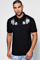 Boohoo Twin Floral Embroidered Polo