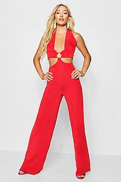 Boohoo Paris Hilton Ring Detail Cut Out Jumpsuit