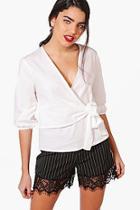 Boohoo Hannah Tie Waist Tailored Shirt