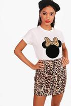 Boohoo Disney Minnie Leopard Ears T-shirt