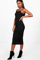 Boohoo Philippa Square Neck Ribbed Midi Bodycon Dress