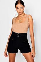 Boohoo Double Pocket Tortoiseshell Belted Short