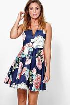 Boohoo Fiona Floral Strappy Skater Dress
