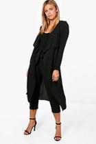 Boohoo Waterfall Belted Duster