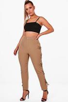 Boohoo Plus Woven Lace Up Eyelet Side Trouser