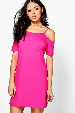 Boohoo Lauren Cold Shoulder Shift Dress