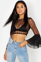 Boohoo Wide Sleeve Mesh Crop Top