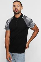 Boohoo Raglan Polo With Floral Sleeves