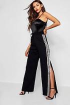 Boohoo Elva Satin Sports Stripe Sweat Pants