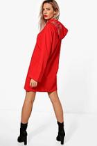 Boohoo Molly Embroidered Hooded Wide Sleeve Sweat Dress