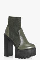 Boohoo Zoe Cleated Skyscraper Platform Boot Khaki